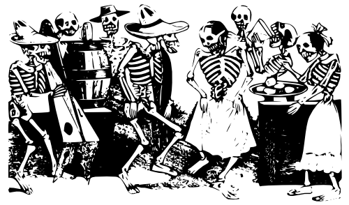 Vektorový obrázek, ilustrační klipart Tanec kostlivců zdarma ke stažení, Halloween vektor do vašich dokumentů