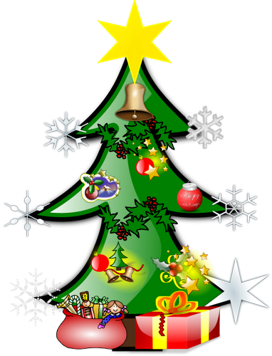 Vektorový obrázek, ilustrační klipart Vánoční strom zdarma ke stažení, Vánoce vektor do vašich dokumentů