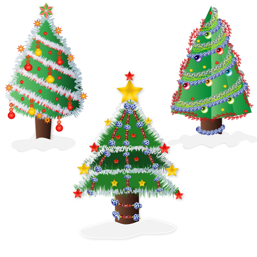 Vektorový obrázek, ilustrační klipart Vánoční stromečky zdarma ke stažení, Vánoce vektor do vašich dokumentů