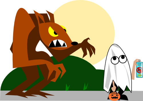 Vektorový obrázek, ilustrační klipart Vlkodlak a duch zdarma ke stažení, Halloween vektor do vašich dokumentů