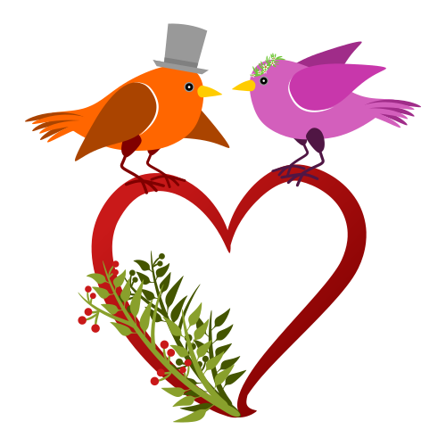 Vektorový obrázek, ilustrační klipart Zamilovaní ptáci zdarma ke stažení, Láska vektor do vašich dokumentů