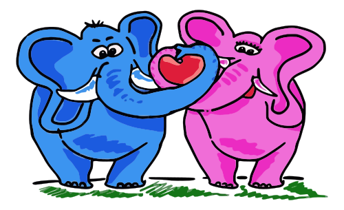 Vektorový obrázek, ilustrační klipart Zamilovaní sloni zdarma ke stažení, Láska vektor do vašich dokumentů