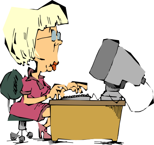Vektorový obrázek, ilustrační klipart Žena za počítačem zdarma ke stažení, Ženy vektor do vašich dokumentů