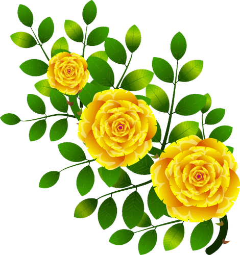 Vektorový obrázek, ilustrační klipart Žluté růže zdarma ke stažení, Květiny vektor do vašich dokumentů
